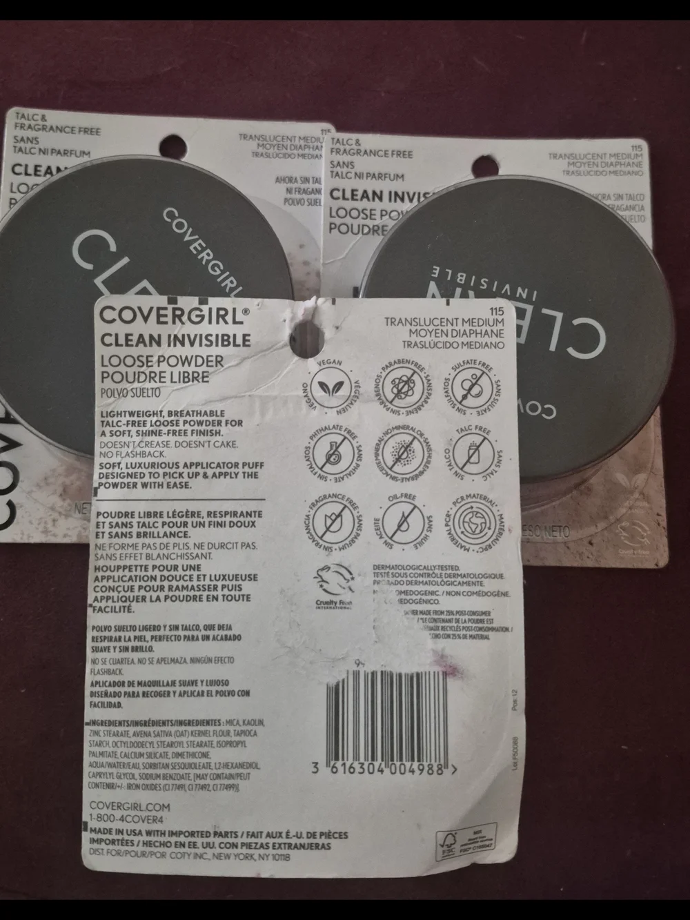 New 3- COVERGIRL Translucent Medium Clean Invisible Loose Powder Compact